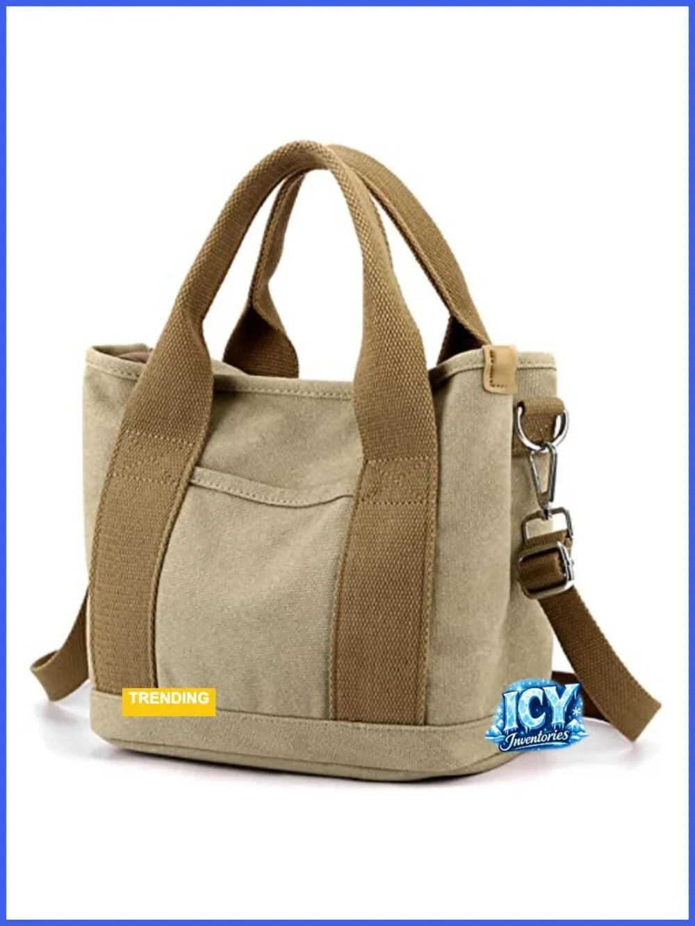 Canvas Tote Handbag Multi-Pockets Shoulder Bag with Zipper Hobo Satchel for
